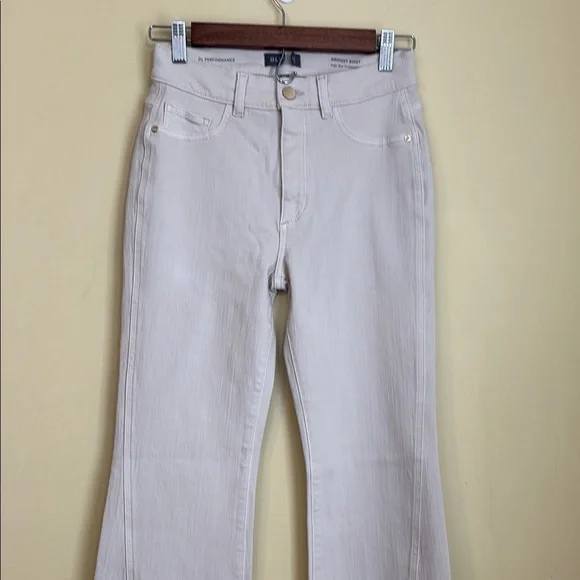 DL1961 Bridget Instasculpt High Rise Bootcut Hem Split Jeans Ecru Size 26 - Picture 4 of 17